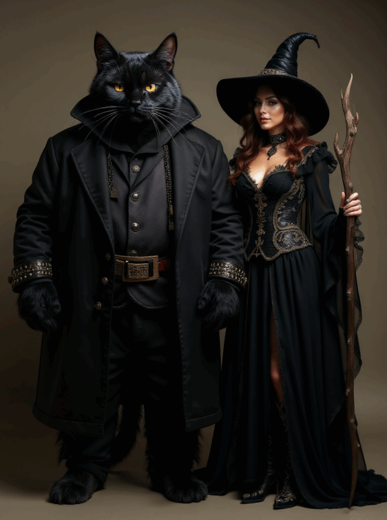 witch and cat